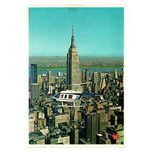 Vintage Apple Prints Helicopter Empire State Building Postcard Tourism Aerial
